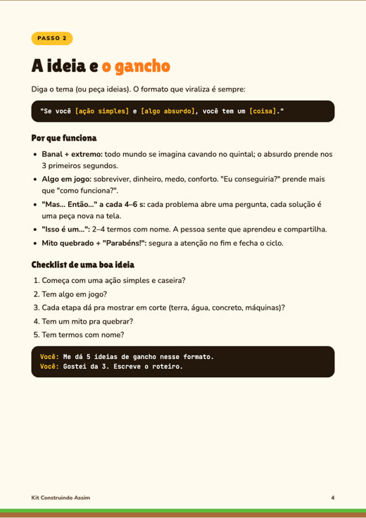 Página A ideia e o gancho